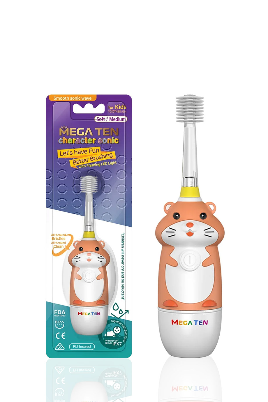 Детская электрическая зубная щетка MEGA TEN KIDS SONIC Хомячок в интернет-магазине Authentica.love