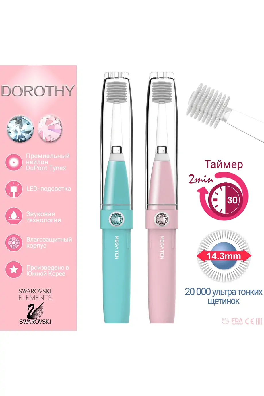 Электрическая зубная щетка DOROTHY Небесно - Голубая в интернет-магазине Authentica.love