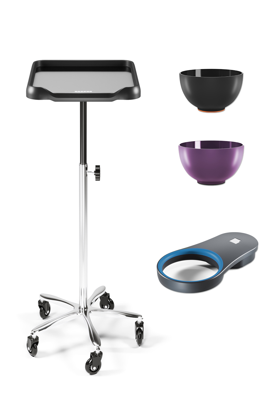 Набор M Assistant: стол Белый, чаша Черная, чаша Фиолетовая, держатель Синий в интернет-магазине Authentica.love